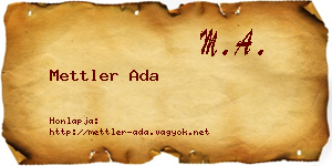 Mettler Ada névjegykártya